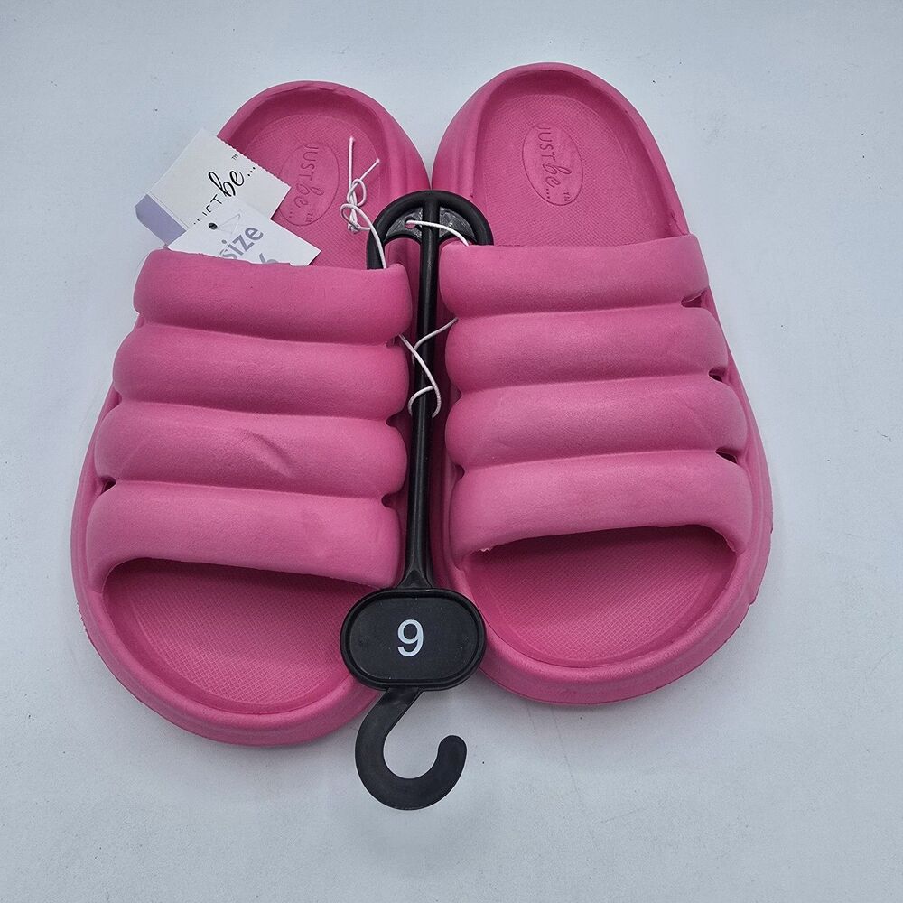New With Tags Women's US 6 Just Be Neon Pink Lightweight SlipOn Slides Sandal